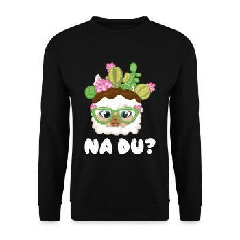 Na Du süßes Alpaka oder Lama Motiv - Unisex Pullover - Schwarz - Vorne - Alina (178cm) & Michal (187cm)