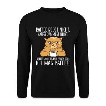 Kaffee redet nicht Kaffee jammert nicht ich mag Ka - Unisex Pullover - Schwarz - Vorne - Alina (178cm) & Michal (187cm)