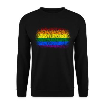 Regenbogenfahne Used Look - Unisex Pullover - Schwarz - Vorne - Alina (178cm) & Michal (187cm)