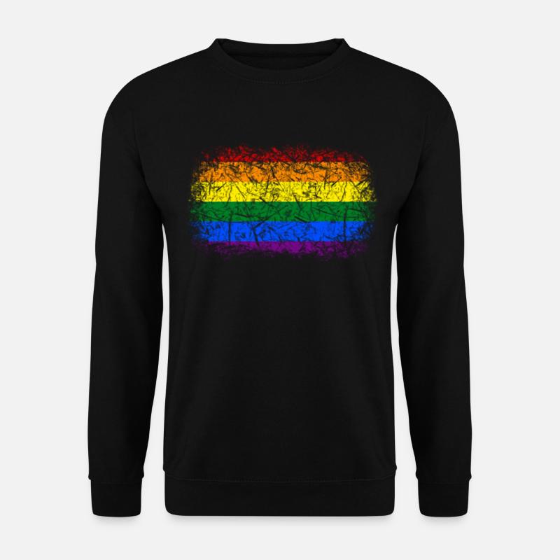 Regenbogenfahne Used Look - Unisex Pullover - Schwarz