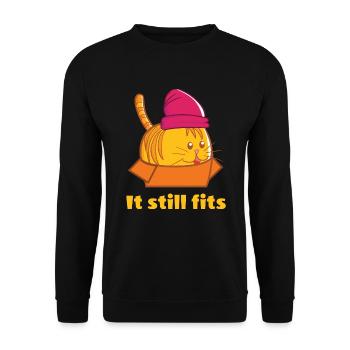Il convient toujours - Chat épais dans le carton - Sweat-shirt Unisexe - noir - Devant - Alina (178cm) & Michal (187cm)