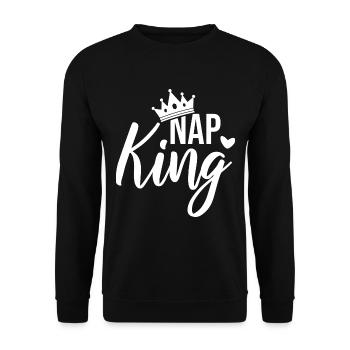Bébé disant Nap King - blanc - Sweat-shirt Unisexe - noir - Devant - Alina (178cm) & Michal (187cm)