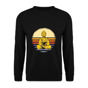 Buddha Yoga Yogi Chakra Tshirt Namaste Guru Spiri - Unisex Pullover - Schwarz - Vorne - Alina (178cm) & Michal (187cm)