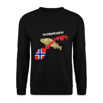norway cod card cod hunter gift - Unisex Sweatshirt - black - Front - Alina (178cm) & Michal (187cm)