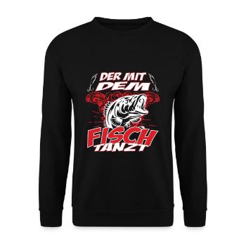 Fisch tanzt Angeln geschenk cool fischer - Unisex Pullover - Schwarz - Vorne - Alina (178cm) & Michal (187cm)