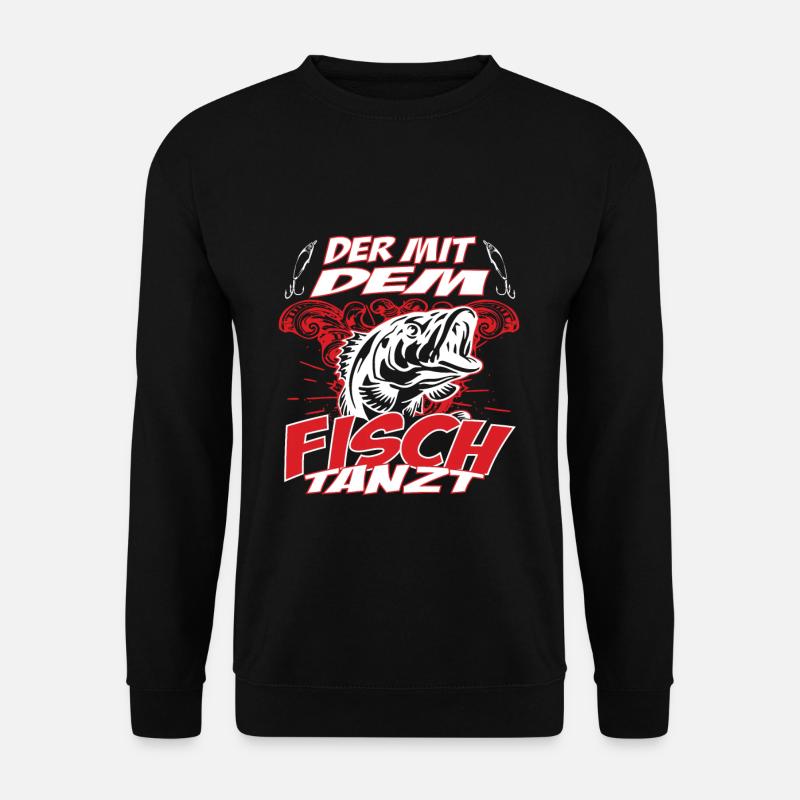 Fisch tanzt Angeln geschenk cool fischer - Unisex Pullover - Schwarz