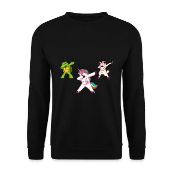 Dab Dabbing Cadeau de tortue de chèvre Licorne - Sweat-shirt Unisexe - noir - Devant - Alina (178cm) & Michal (187cm)