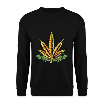 Cannabis Hemp Leaf Weed Dope Kiffer Gift - Unisex Sweatshirt - black - Front - Alina (178cm) & Michal (187cm)