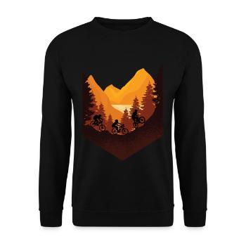 montagne forêt vélo vélo de montagne cadeau nature - Sweat-shirt Unisexe - noir - Devant - Alina (178cm) & Michal (187cm)