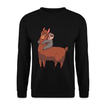 Lama Sloth - Sweat-shirt Unisexe - noir - Devant - Alina (178cm) & Michal (187cm)