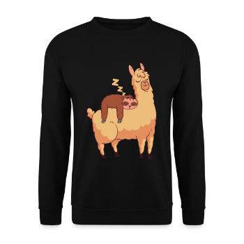 cadeau lama paresseux drôle - Sweat-shirt Unisexe - noir - Devant - Alina (178cm) & Michal (187cm)