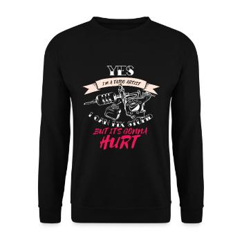 Tattoo Artist Spruch geschenk tätowierer - Unisex Pullover - Schwarz - Vorne - Alina (178cm) & Michal (187cm)
