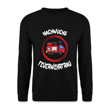 junior firefighter gift firefighter - Unisex Sweatshirt - black - Front - Alina (178cm) & Michal (187cm)