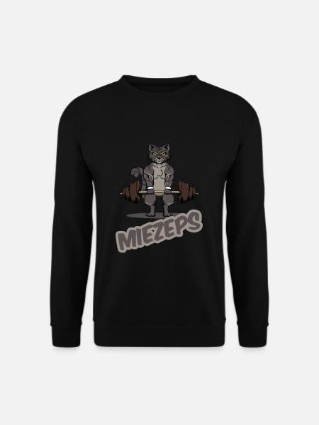 Fitnessstudio Katzen Spruch " Miezeps " Sport Ha - Unisex Pullover - Schwarz