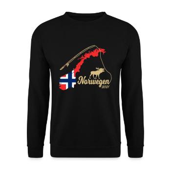 Norwegen Angel und Fischer Design - Unisex Pullover - Schwarz - Vorne - Alina (178cm) & Michal (187cm)