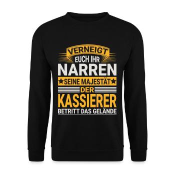 Kassierer Design für einen Verkäufer - Unisex Pullover - Schwarz - Vorne - Alina (178cm) & Michal (187cm)
