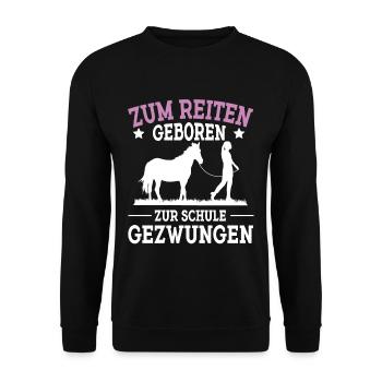 Pferd Reiten Design für Reiter und Reiterinnen - Unisex Pullover - Schwarz - Vorne - Alina (178cm) & Michal (187cm)