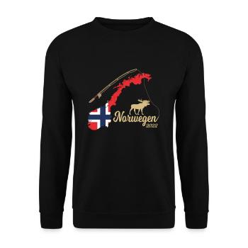 Norway 2022 Fjord Fishing Scandinavia Motifs - Unisex Sweatshirt - black - Front - Alina (178cm) & Michal (187cm)