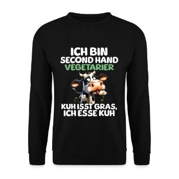 Second Hand Vegetarier - Unisex Pullover - Schwarz - Vorne - Alina (178cm) & Michal (187cm)