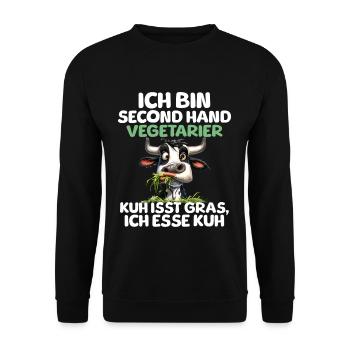 Second Hand Vegetarier - Unisex Pullover - Schwarz - Vorne - Alina (178cm) & Michal (187cm)