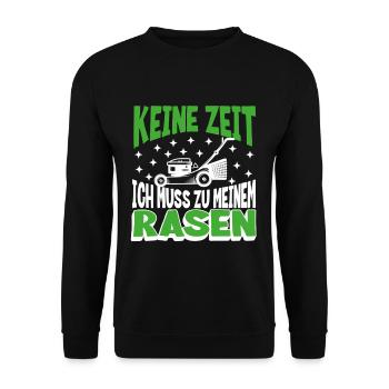 Keine Zeit, ich muss zu meinem Rasen - Unisex Pullover - Schwarz - Vorne - Alina (178cm) & Michal (187cm)