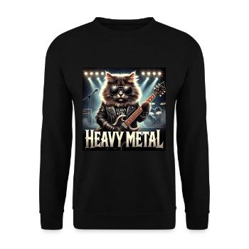 Heavy Metal Cat with Guitar - Unisex Sweatshirt - black - Front - Alina (178cm) & Michal (187cm)