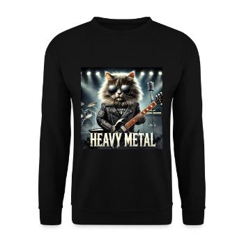 Heavy Metal Cat with Guitar - Unisex Sweatshirt - black - Front - Alina (178cm) & Michal (187cm)