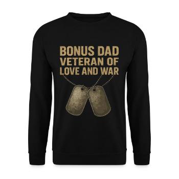Bonus Dad - Veteran with Dogtags - Unisex Sweatshirt - black - Front - Alina (178cm) & Michal (187cm)