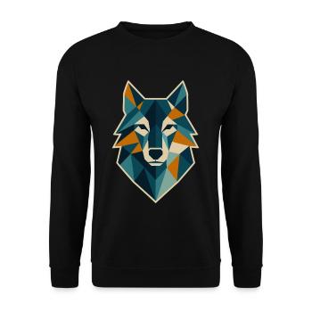 Geometric Wolf Head Polygon Style - Unisex Sweatshirt - black - Front - Alina (178cm) & Michal (187cm)