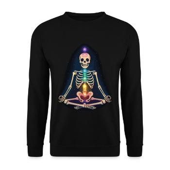 Skelett Yoga - Chakren Meditation - Unisex Pullover - Schwarz - Vorne - Alina (178cm) & Michal (187cm)