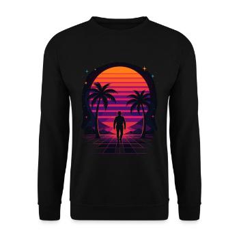 Synthwave Cowboy - Clothing Desert - Unisex Sweatshirt - black - Front - Alina (178cm) & Michal (187cm)