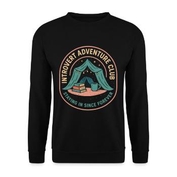 Introvert Adventure Club - Cozy Indoor Camp - Unisex Sweatshirt - black - Front - Alina (178cm) & Michal (187cm)