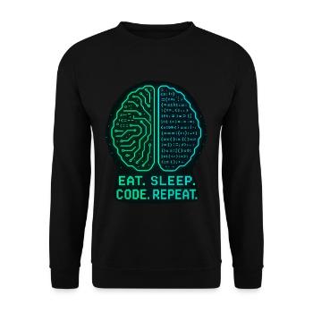 Eat Sleep Code Repeat Geek Design - Unisex Sweatshirt - black - Front - Alina (178cm) & Michal (187cm)