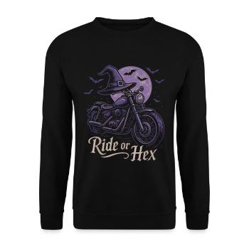 Balade de sorcière à moto à la pleine lune - Sweat-shirt Unisexe - noir - Devant - Alina (178cm) & Michal (187cm)