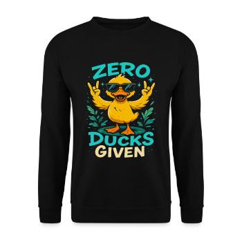 Zero Ducks Given Enten-Motiv Spaß - Unisex Pullover - Schwarz - Vorne - Alina (178cm) & Michal (187cm)