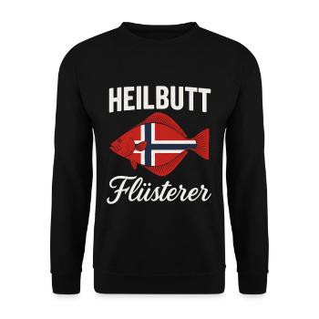 Halibut Whisperer Norway Flag - Unisex Sweatshirt - black - Front - Alina (178cm) & Michal (187cm)