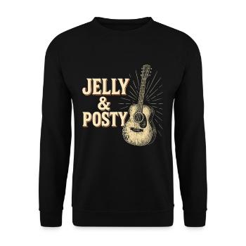 Jelly & Posty Akustik Gitarren Kunst - Unisex Pullover - Schwarz - Vorne - Alina (178cm) & Michal (187cm)