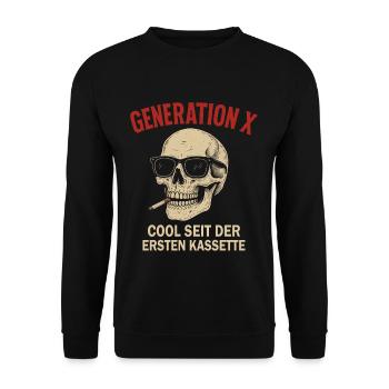 Generation X Cool Since First Cassette - Unisex Sweatshirt - black - Front - Alina (178cm) & Michal (187cm)