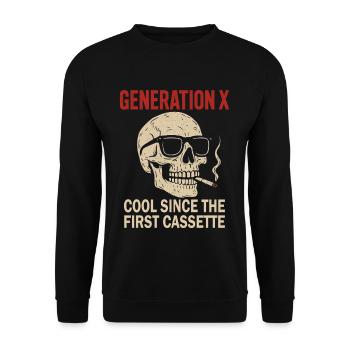 Generation X Cool Since The First Cassette - Unisex Sweatshirt - black - Front - Alina (178cm) & Michal (187cm)