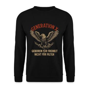 Generation X Freedom Eagle Motif - Unisex Sweatshirt - black - Front - Alina (178cm) & Michal (187cm)