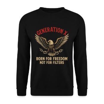 Generation X Freedom Eagle Statement - Unisex Sweatshirt - black - Front - Alina (178cm) & Michal (187cm)