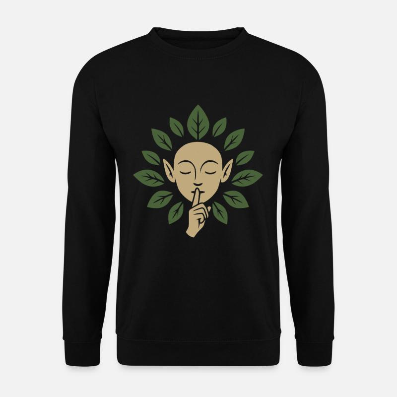 Elfin silence surrounded with leaves - Unisex Sweatshirt - black