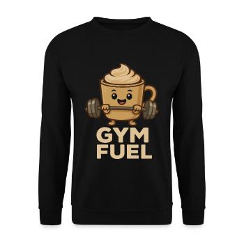 Gym Fuel Funny Coffee Cartoon - Unisex Sweatshirt - black - Front - Alina (178cm) & Michal (187cm)