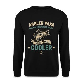 Angler Papa Wie Ein Normaler Papa Nur Viel Cooler - Unisex Pullover - Schwarz - Vorne - Alina (178cm) & Michal (187cm)