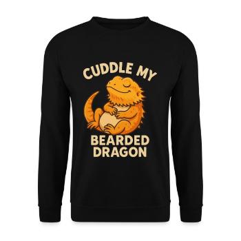 Cuddle with bearded dragon motif - Unisex Sweatshirt - black - Front - Alina (178cm) & Michal (187cm)