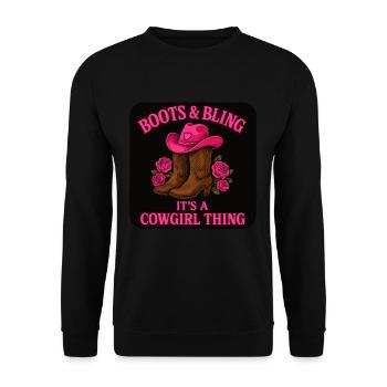 Cow girl: Boots & Bling – It's A Thing - Unisex Sweatshirt - black - Front - Alina (178cm) & Michal (187cm)