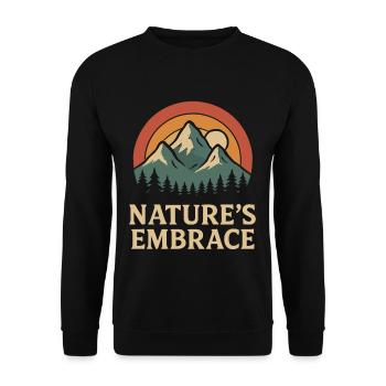 Closeness to nature Mountains Sunset - Unisex Sweatshirt - black - Front - Alina (178cm) & Michal (187cm)