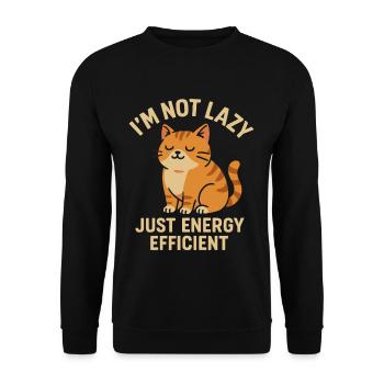 I'm Not Lazy Just Energy Saving Cat - Unisex Sweatshirt - black - Front - Alina (178cm) & Michal (187cm)
