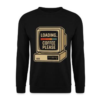 Loading Coffee Please Retro Computer - Unisex Pullover - Schwarz - Vorne - Alina (178cm) & Michal (187cm)