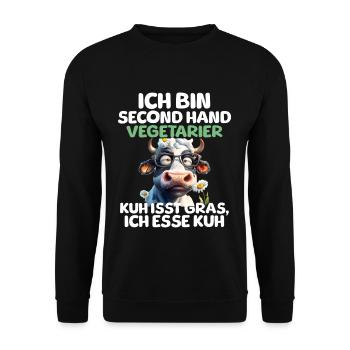 Second Hand Vegetarier - Unisex Pullover - Schwarz - Vorne - Alina (178cm) & Michal (187cm)